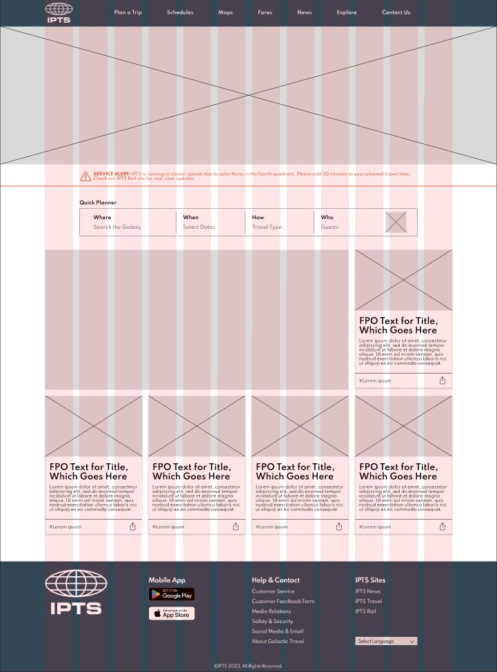 Wireframe of IPTS News Site