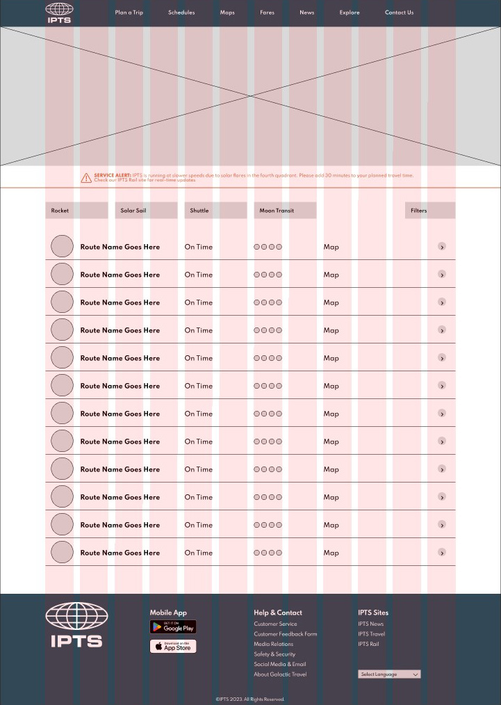 Wireframe of IPTS Real-Time Site