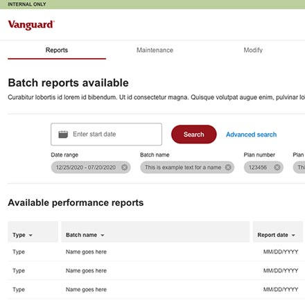 Vanguard Reporting Tool